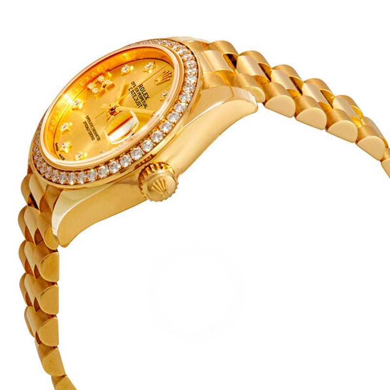 Relógio Lady-Datejust Champagne com mostrador de diamantes e ouro amarelo 18k  - Mercado de Luxo - O Maior E-Commerce de Bens, Produtos e Serviços de Luxo do Brasil.