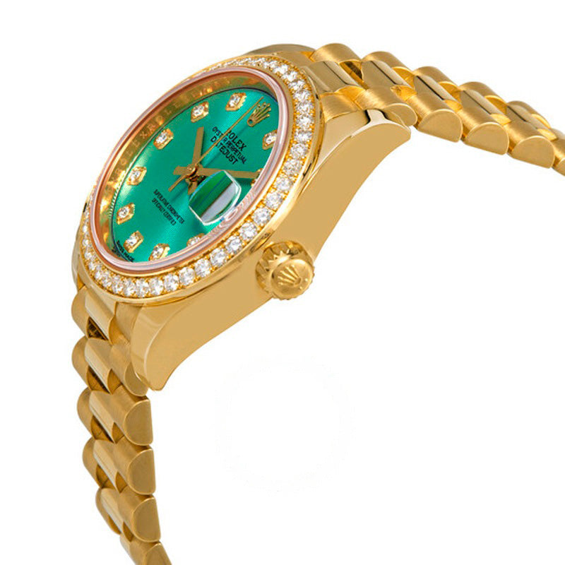 Relógio Lady-Datejust Presidente em ouro amarelo 18 quilates mostrador verde menta 28 mm - Mercado de Luxo - O Maior E-Commerce de Bens, Produtos e Serviços de Luxo do Brasil.