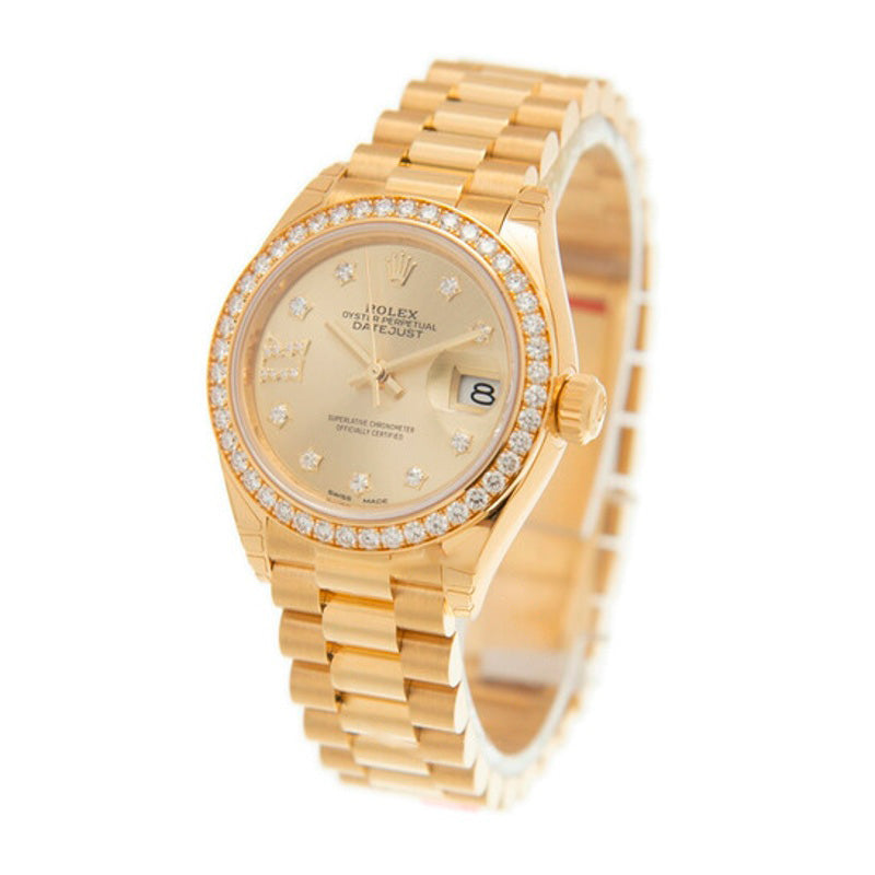 Relógio Lady-Datejust Champagne com mostrador de diamantes automático ouro amarelo 18 quilates President  - Mercado de Luxo - O Maior E-Commerce de Bens, Produtos e Serviços de Luxo do Brasil.