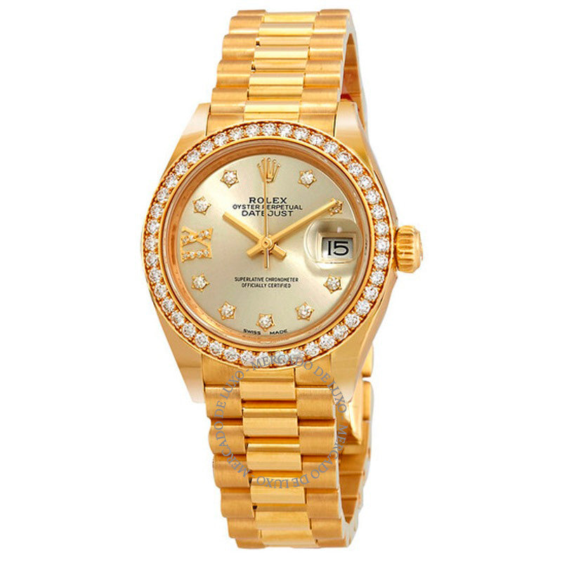 Relógio Lady Datejust Silver Diamond Dial Ouro Amarelo 18 Quilates Presidente  - Mercado de Luxo - O Maior E-Commerce de Bens, Produtos e Serviços de Luxo do Brasil.