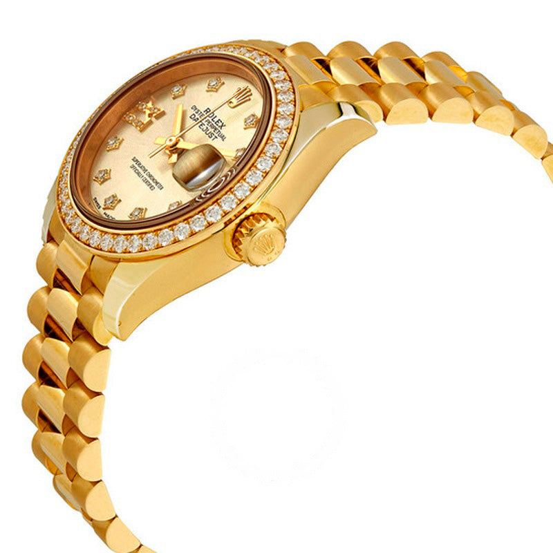 Relógio Lady Datejust Silver Diamond Dial Ouro Amarelo 18 Quilates Presidente  - Mercado de Luxo - O Maior E-Commerce de Bens, Produtos e Serviços de Luxo do Brasil.