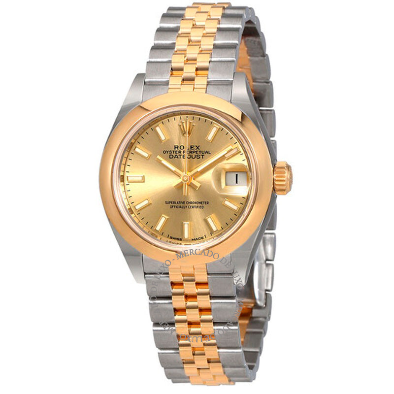 Relógio Lady Datejust 28 Jubilee em aço e ouro amarelo 18k com mostrador champanhe 28 mm - Mercado de Luxo - O Maior E-Commerce de Bens, Produtos e Serviços de Luxo do Brasil.