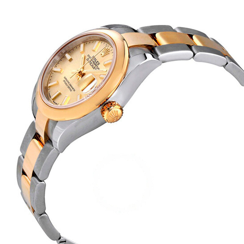 Relógio Oyster Lady Datejust com mostrador champanhe em aço e ouro amarelo 18K 28 mm - Mercado de Luxo - O Maior E-Commerce de Bens, Produtos e Serviços de Luxo do Brasil.