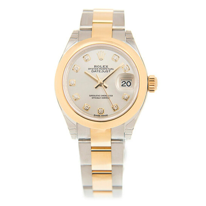 Relógio Oyster Lady Datejust 28 com mostrador prateado em aço e ouro amarelo 18K 28 mm - Mercado de Luxo - O Maior E-Commerce de Bens, Produtos e Serviços de Luxo do Brasil.
