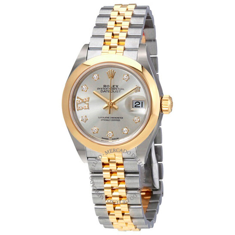 Relógio Lady Datejust Mostrador Prateado Algarismos Romanos Diamante 28 mm - Mercado de Luxo - O Maior E-Commerce de Bens, Produtos e Serviços de Luxo do Brasil.