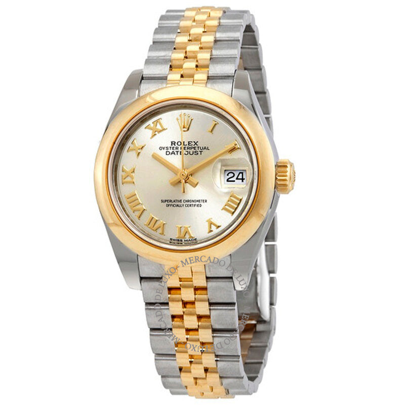 Relógio Lady Datejust 28 com mostrador prateado em aço e ouro amarelo 18K 28 mm - Mercado de Luxo - O Maior E-Commerce de Bens, Produtos e Serviços de Luxo do Brasil.