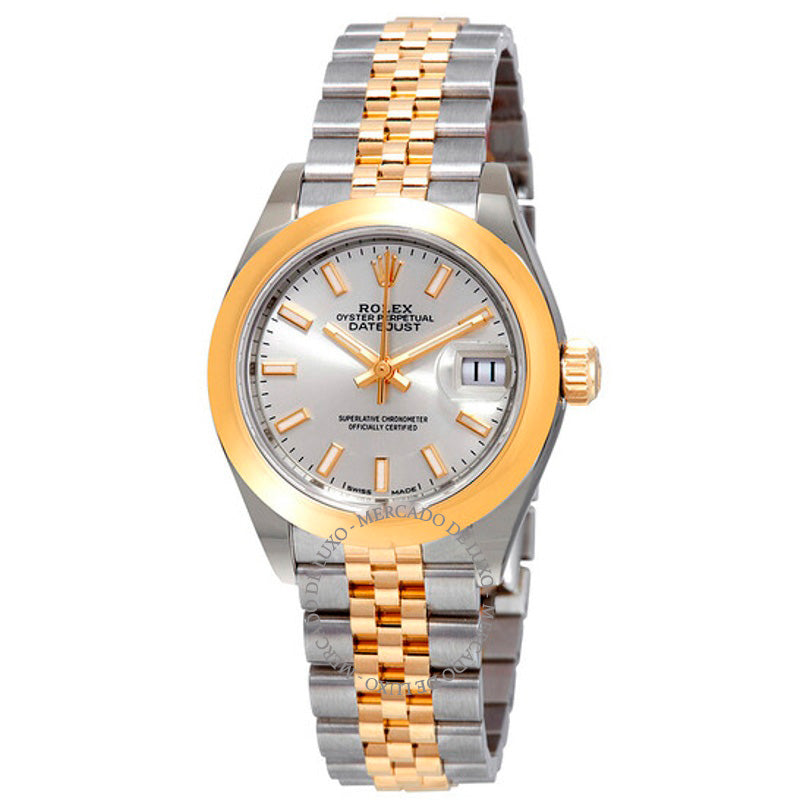 Relógio Lady Datejust 28 Jubilee em aço com mostrador prateado e ouro amarelo 18K 28 mm - Mercado de Luxo - O Maior E-Commerce de Bens, Produtos e Serviços de Luxo do Brasil.