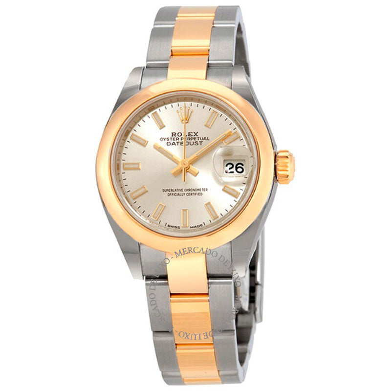 Relógio Oyster Lady Datejust 28 com mostrador prateado em aço e ouro amarelo 18K 28 mm - Mercado de Luxo - O Maior E-Commerce de Bens, Produtos e Serviços de Luxo do Brasil.