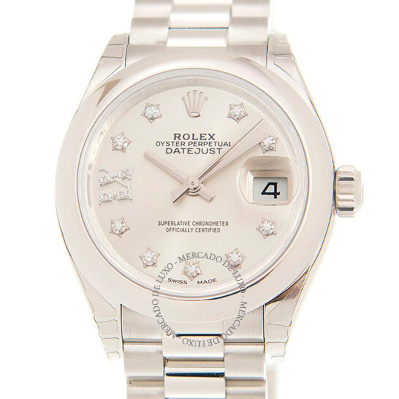 Relógio Lady-Datejust 28 Mostrador Prateado Platina Presidente Automático 28 mm - Mercado de Luxo - O Maior E-Commerce de Bens, Produtos e Serviços de Luxo do Brasil.