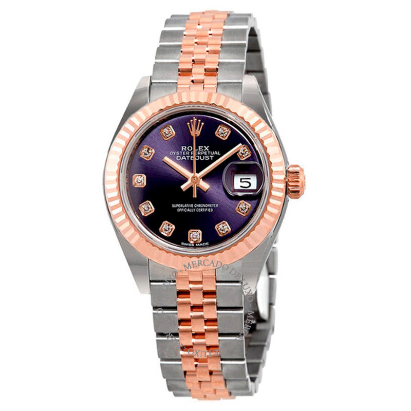 Relógio Lady-Datejust Aubergine Diamond Dial Automático 28 mm - Mercado de Luxo - O Maior E-Commerce de Bens, Produtos e Serviços de Luxo do Brasil.