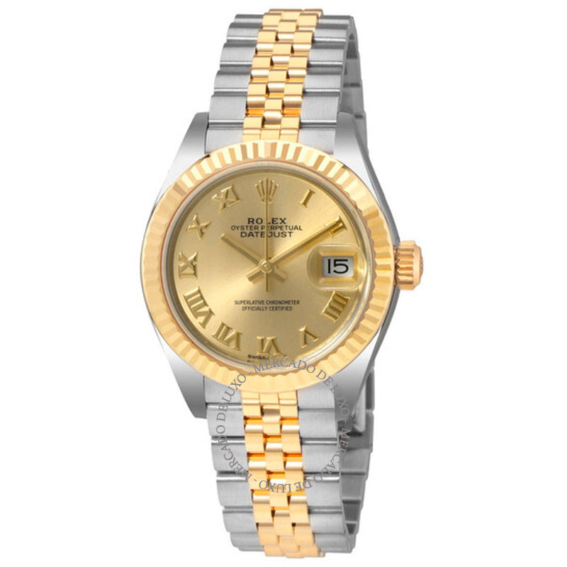 Relógio Lady Datejust Mostrador Champagne Aço e Ouro Amarelo 18K 2 28 mm - Mercado de Luxo - O Maior E-Commerce de Bens, Produtos e Serviços de Luxo do Brasil.