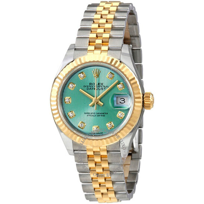 Relógio Lady Datejust Mint Green Diamond Dial Automático 28 mm - Mercado de Luxo - O Maior E-Commerce de Bens, Produtos e Serviços de Luxo do Brasil.