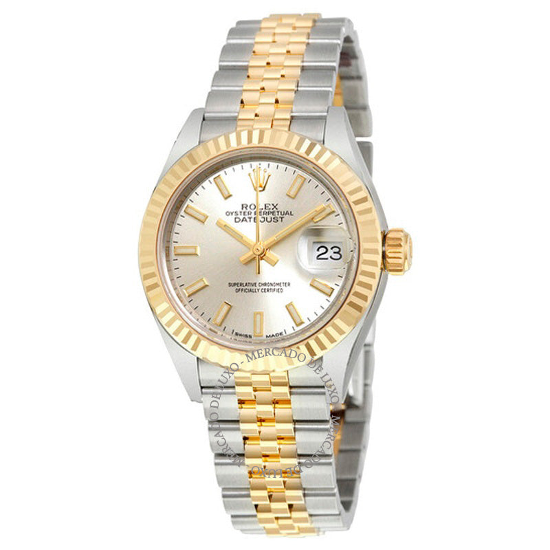 Relógio Lady Datejust Mostrador prateado Aço e ouro amarelo 18K Automático 28 mm - Mercado de Luxo - O Maior E-Commerce de Bens, Produtos e Serviços de Luxo do Brasil.