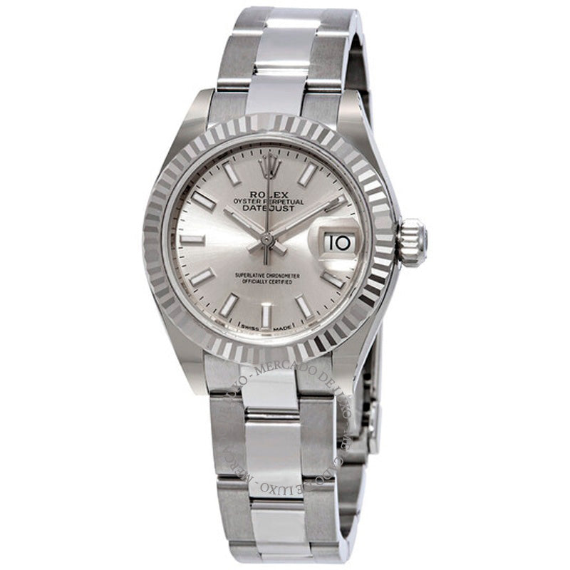 Relógio Oyster Automático Lady-Datejust com Mostrador Prateado 28 mm - Mercado de Luxo - O Maior E-Commerce de Bens, Produtos e Serviços de Luxo do Brasil.