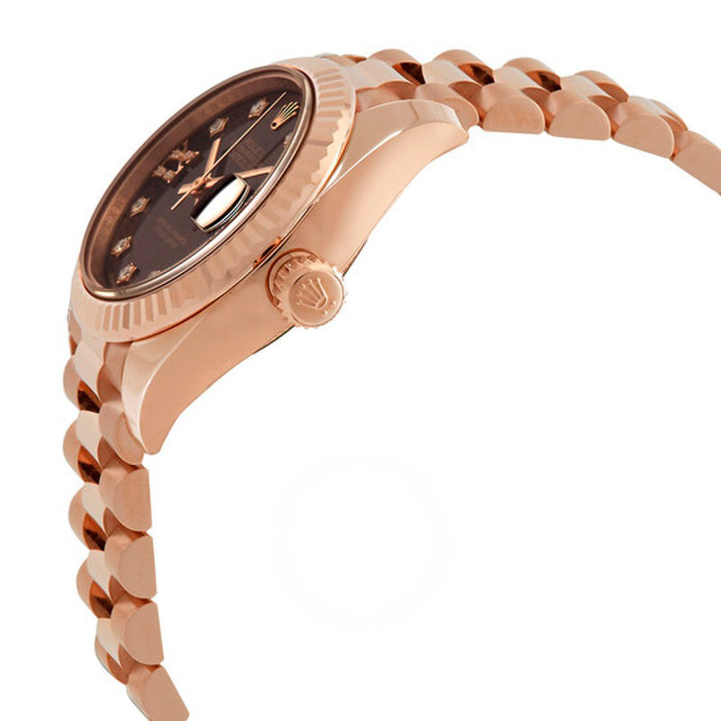 Relógio automático Lady Datejust com mostrador chocolate e diamantes em ouro Everose 18K  - Mercado de Luxo - O Maior E-Commerce de Bens, Produtos e Serviços de Luxo do Brasil.