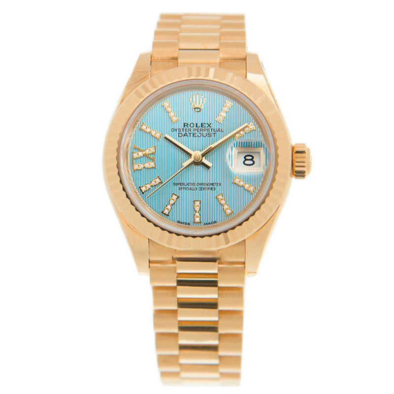 Relógio Oyster Perpetual Datejust Cornflower Blue Dial Automático Ouro Amarelo 18 Quilates 28 mm - Mercado de Luxo - O Maior E-Commerce de Bens, Produtos e Serviços de Luxo do Brasil.