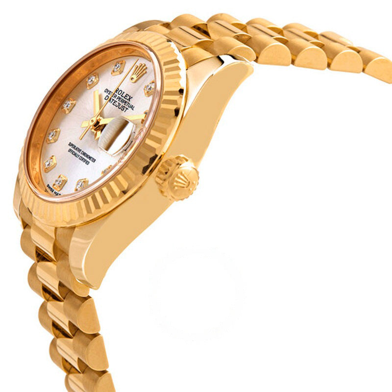 Relógio Lady Datejust Silver Diamond Dial Automático Ouro Amarelo 18 Quilates President 28 mm - Mercado de Luxo - O Maior E-Commerce de Bens, Produtos e Serviços de Luxo do Brasil.