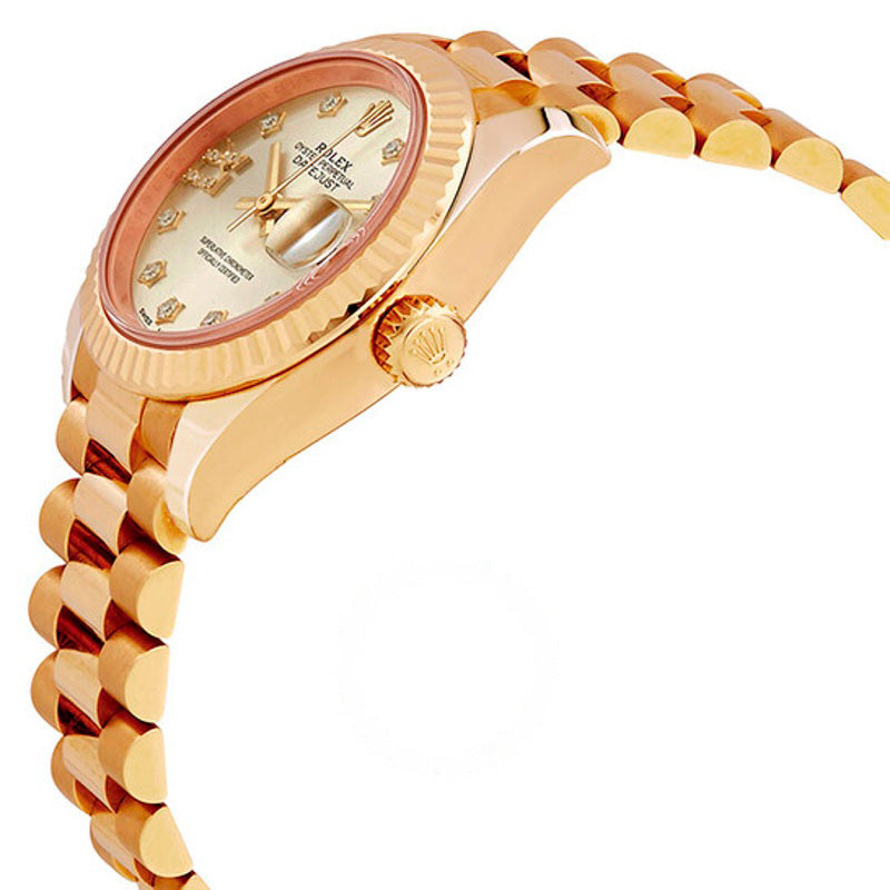 Relógio Lady-Datejust em ouro amarelo 18k com mostrador de diamante e prata  - Mercado de Luxo - O Maior E-Commerce de Bens, Produtos e Serviços de Luxo do Brasil.