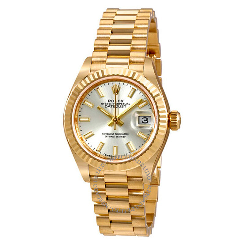 Relógio Lady-Datejust 28 Mostrador prateado Ouro amarelo 18K Presidente Automático  - Mercado de Luxo - O Maior E-Commerce de Bens, Produtos e Serviços de Luxo do Brasil.