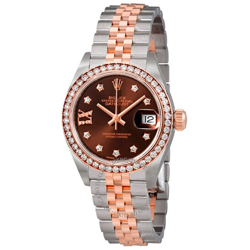 Relógio automático Lady Datejust marrom chocolate com mostrador de diamante 28 mm - Mercado de Luxo - O Maior E-Commerce de Bens, Produtos e Serviços de Luxo do Brasil.