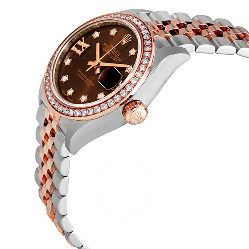 Relógio automático Lady Datejust marrom chocolate com mostrador de diamante 28 mm - Mercado de Luxo - O Maior E-Commerce de Bens, Produtos e Serviços de Luxo do Brasil.
