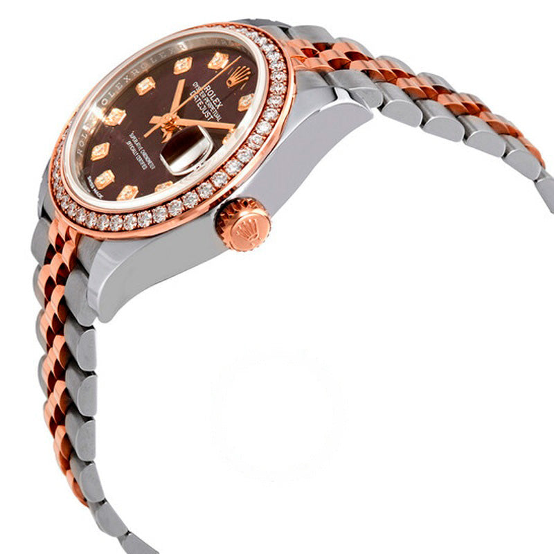 Relógio Jubile Lady Datejust com mostrador roxo de diamantes em aço e ouro Everose 18k 28 mm - Mercado de Luxo - O Maior E-Commerce de Bens, Produtos e Serviços de Luxo do Brasil.