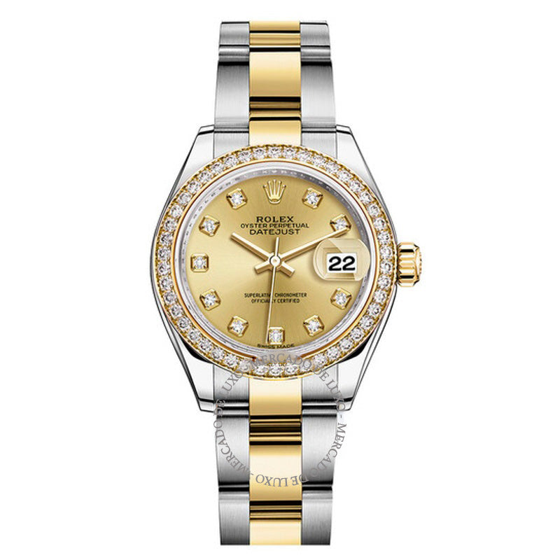Relógio automático Lady Datejust Champagne com mostrador de diamantes 28 mm - Mercado de Luxo - O Maior E-Commerce de Bens, Produtos e Serviços de Luxo do Brasil.