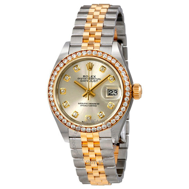 Relógio automático Lady Datejust prateado com mostrador de diamante 28 mm - Mercado de Luxo - O Maior E-Commerce de Bens, Produtos e Serviços de Luxo do Brasil.