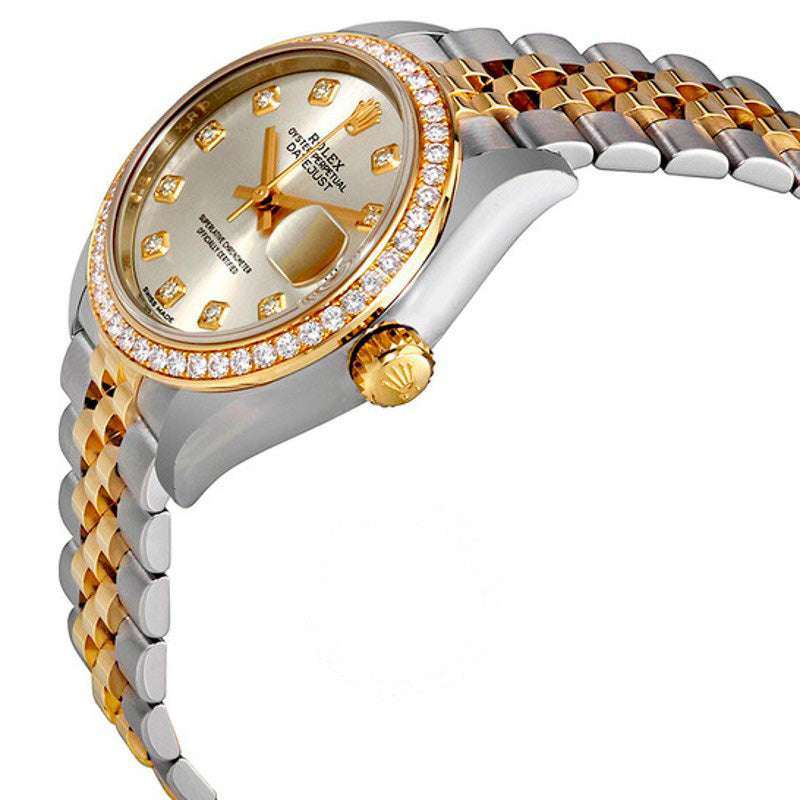 Relógio automático Lady Datejust prateado com mostrador de diamante 28 mm - Mercado de Luxo - O Maior E-Commerce de Bens, Produtos e Serviços de Luxo do Brasil.
