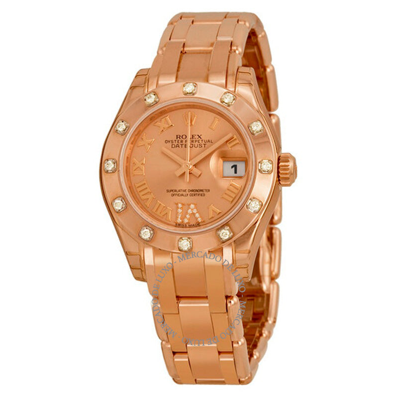 Relógio Lady-Datejust Pearlmaster Mostrador Rosa Ouro Everose 18K Automático 29 mm - Mercado de Luxo - O Maior E-Commerce de Bens, Produtos e Serviços de Luxo do Brasil.