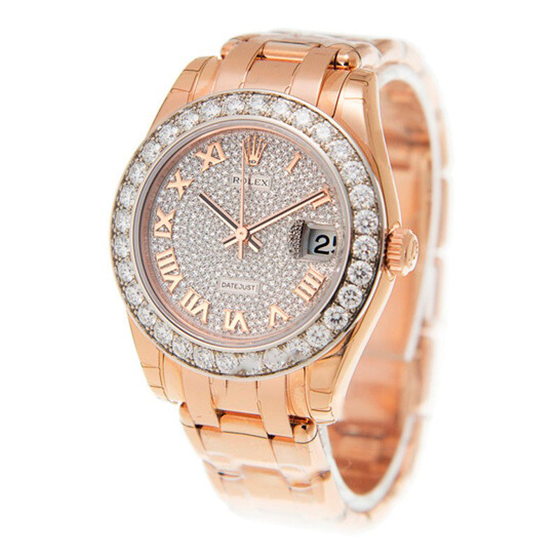 Relógio Lady-Datejust Pearlmaster Diamond Pave Dial Ouro Everose 18K Automático 34 mm - Mercado de Luxo - O Maior E-Commerce de Bens, Produtos e Serviços de Luxo do Brasil.