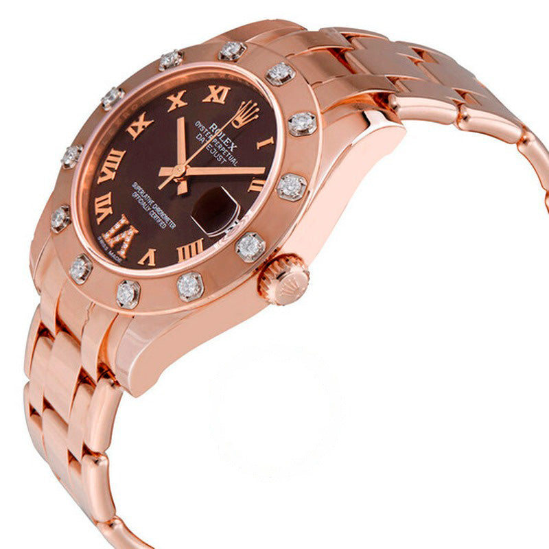 Relógio Lady-Datejust Pearlmaster Chocolate Dial 18K Ouro Everose Automático 34 mm - Mercado de Luxo - O Maior E-Commerce de Bens, Produtos e Serviços de Luxo do Brasil.