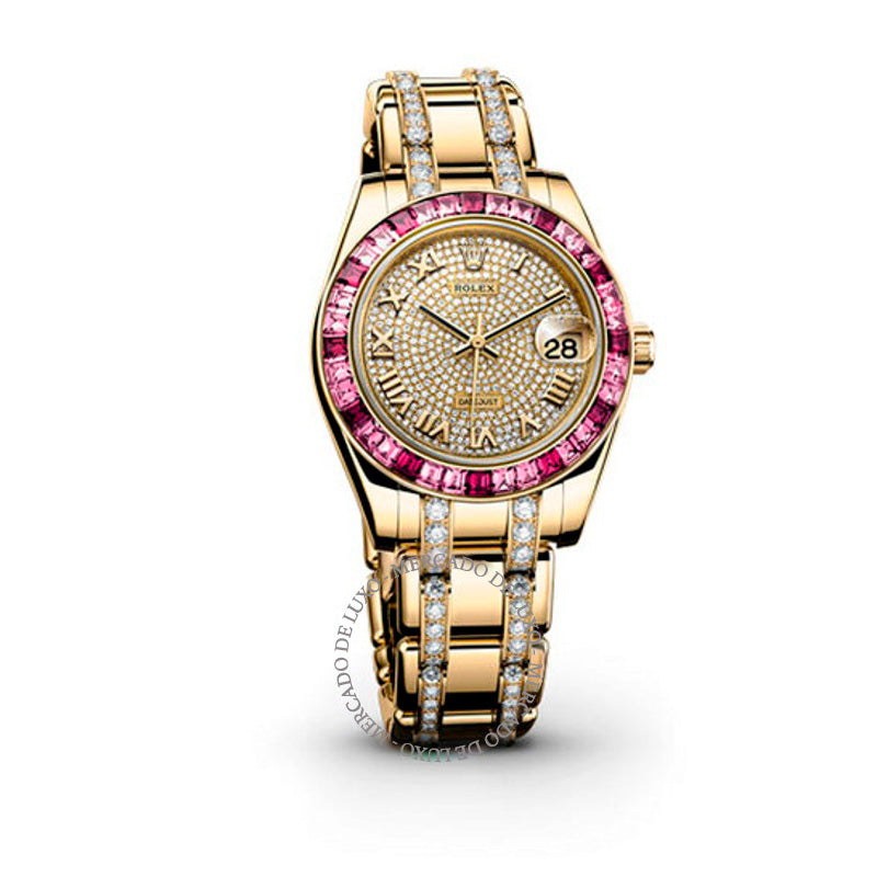 Relógio Lady-Datejust Pearlmaster Diamond Pave Dial Ouro Amarelo 18K (Diamante) Automático 34 mm - Mercado de Luxo - O Maior E-Commerce de Bens, Produtos e Serviços de Luxo do Brasil.