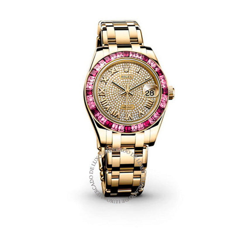 Relógio Lady-Datejust Pearlmaster Diamond Pave Dial Ouro Amarelo 18K Automático 34 mm - Mercado de Luxo - O Maior E-Commerce de Bens, Produtos e Serviços de Luxo do Brasil.