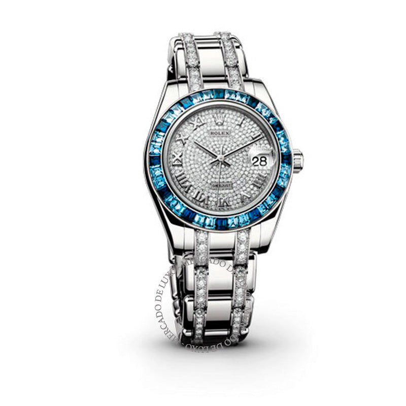 Relógio Lady-Datejust Pearlmaster Diamond Pave Dial Ouro Branco 18K (Diamante) Automático 34 mm - Mercado de Luxo - O Maior E-Commerce de Bens, Produtos e Serviços de Luxo do Brasil.