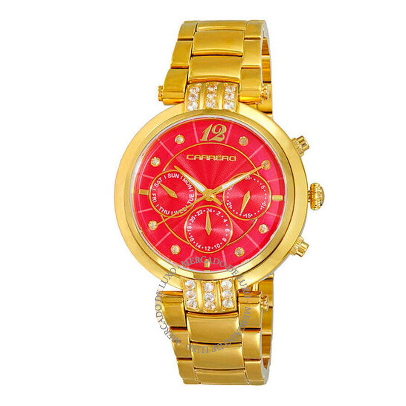 Relógio Adelina GMT Quartzo Mostrador Vermelho 38 mm - Mercado de Luxo - O Maior E-Commerce de Bens, Produtos e Serviços de Luxo do Brasil.