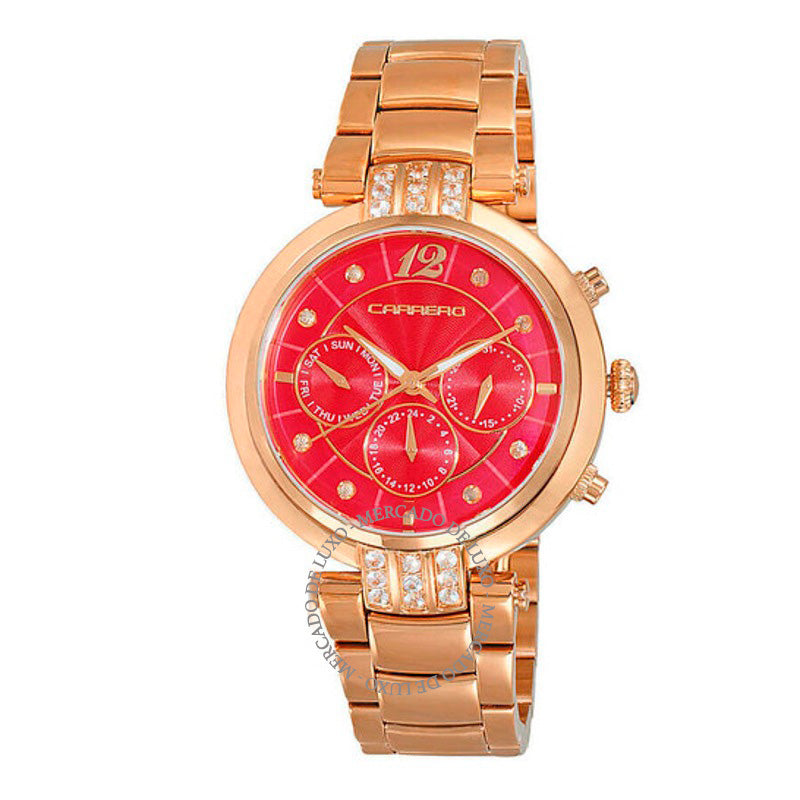 Relógio Adelina GMT Quartzo Mostrador Vermelho  - Mercado de Luxo - O Maior E-Commerce de Bens, Produtos e Serviços de Luxo do Brasil.