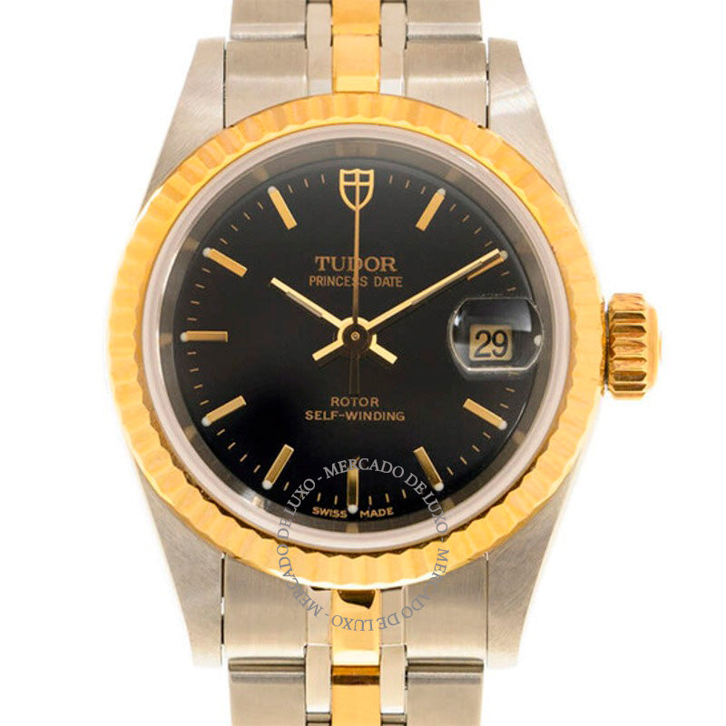 Relógio Princesa Date Automático Mostrador Preto 25 mm - Mercado de Luxo - O Maior E-Commerce de Bens, Produtos e Serviços de Luxo do Brasil.