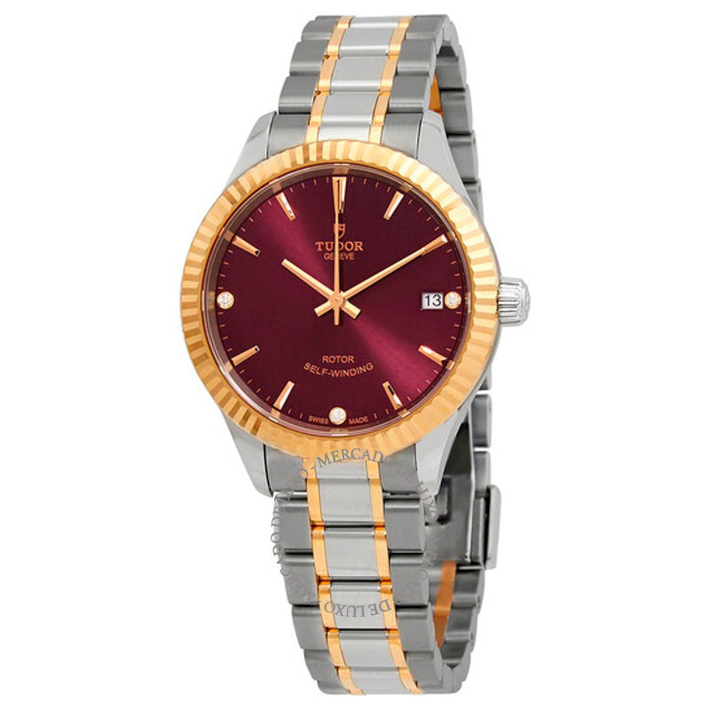 Relógio Estilo Automático Diamante Mostrador Borgonha 34 mm - Mercado de Luxo - O Maior E-Commerce de Bens, Produtos e Serviços de Luxo do Brasil.