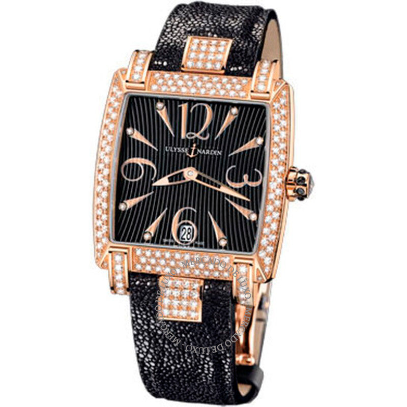 Relógio Caprice Mostrador Preto Ouro Rosa 18k Diamante Black Stingray 34 mm - Mercado de Luxo - O Maior E-Commerce de Bens, Produtos e Serviços de Luxo do Brasil.