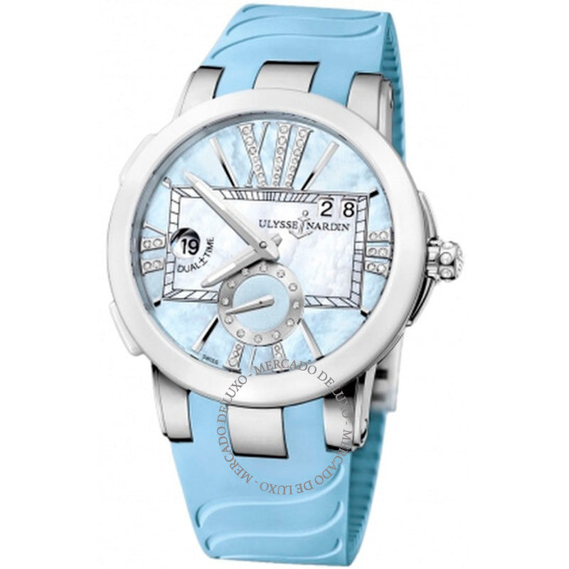 Relógio Executivo Dual Time Madrepérola Mostrador Diamante 40 mm - Mercado de Luxo - O Maior E-Commerce de Bens, Produtos e Serviços de Luxo do Brasil.