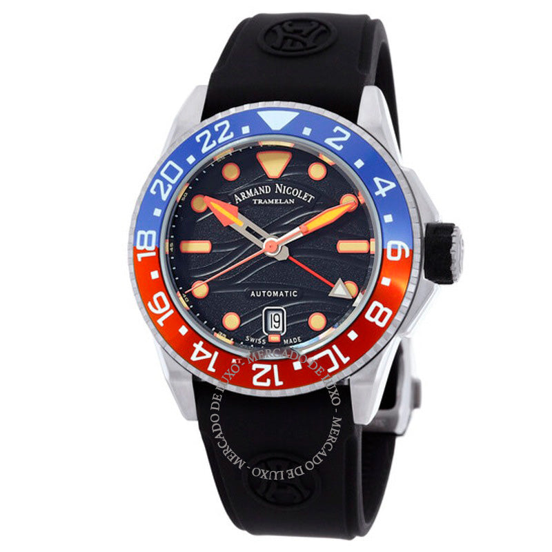 Relógio JSH GMT Automático Mostrador Preto  - Mercado de Luxo - O Maior E-Commerce de Bens, Produtos e Serviços de Luxo do Brasil.