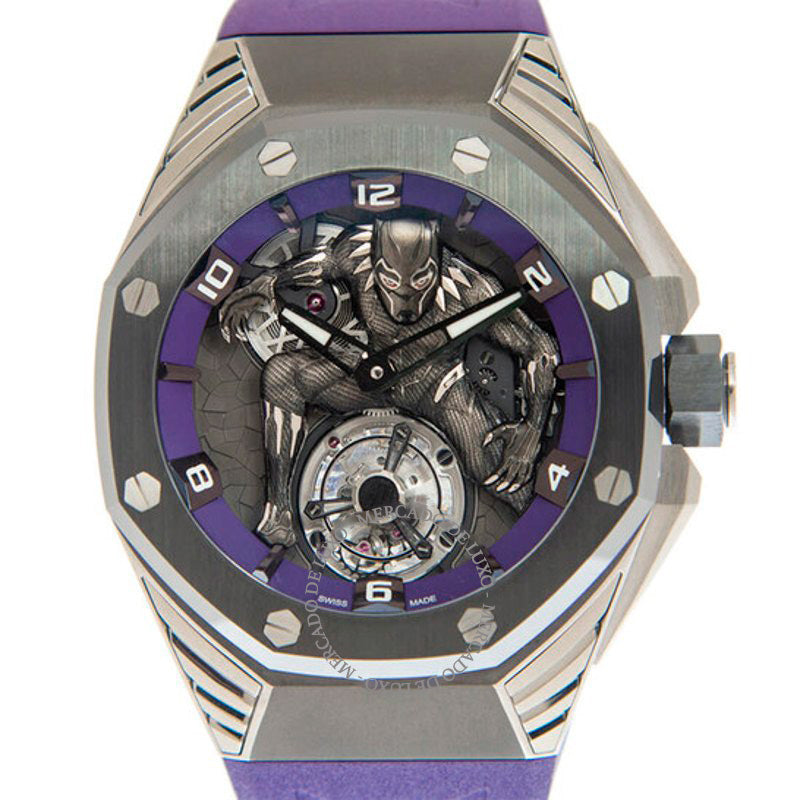 Relógio Royal Oak Concept Pantera Negra Turbilhão Corda Manual Mostrador Prateado 42 mm - Mercado de Luxo - O Maior E-Commerce de Bens, Produtos e Serviços de Luxo do Brasil.