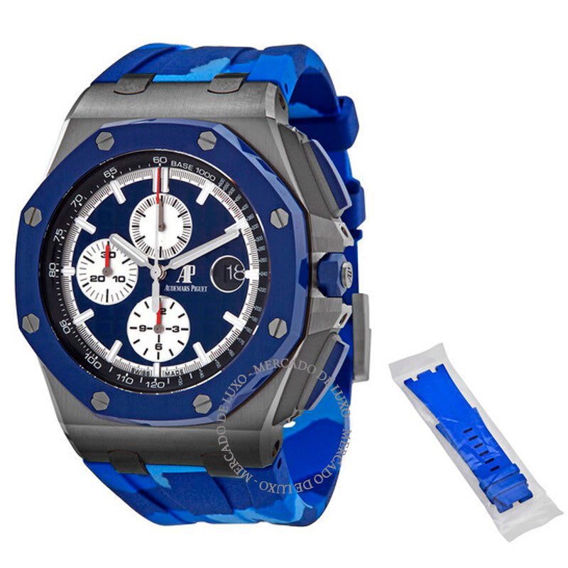 Relógio Royal Oak Offshore 44 mm Camuflagem Cronógrafo Mostrador Azul 44 mm - Mercado de Luxo - O Maior E-Commerce de Bens, Produtos e Serviços de Luxo do Brasil.