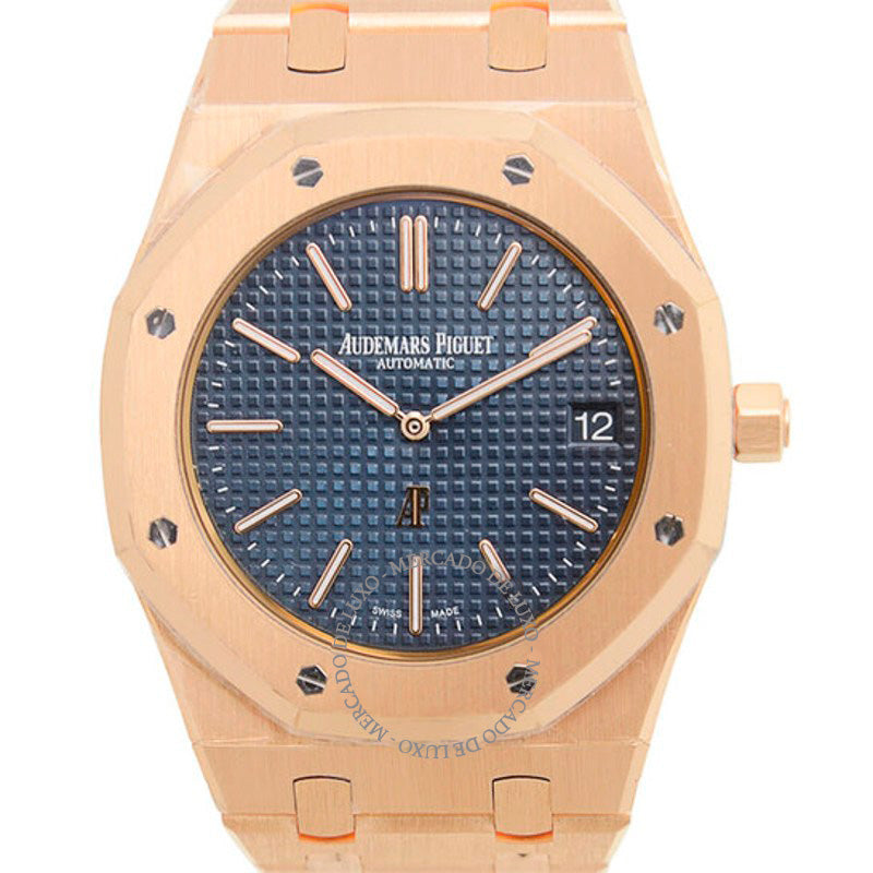Relógio Royal Oak Extrafino Automático Mostrador Azul Ouro Rosa 18 K  - Mercado de Luxo - O Maior E-Commerce de Bens, Produtos e Serviços de Luxo do Brasil.