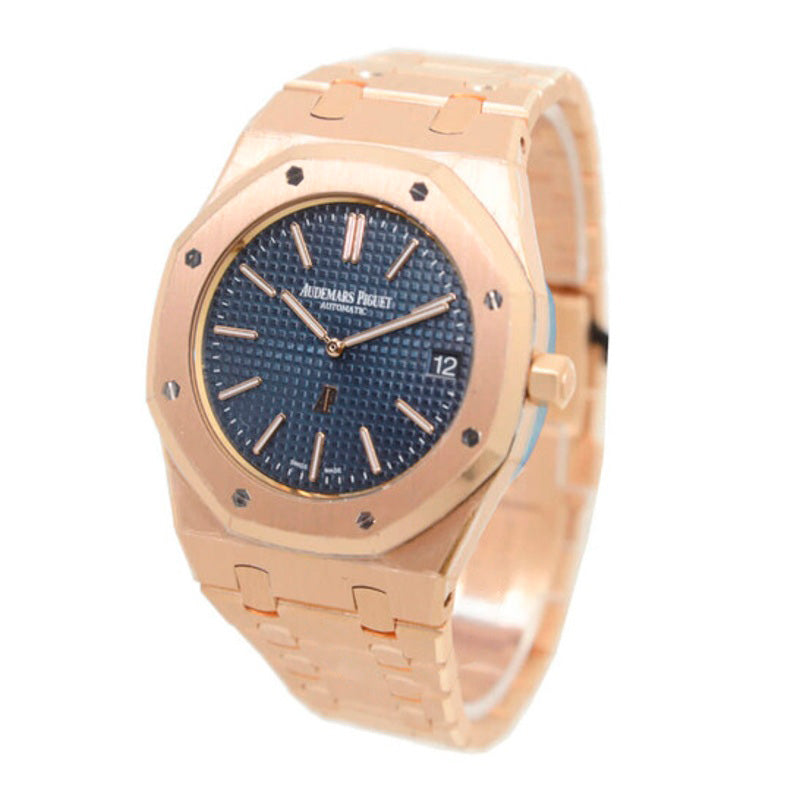 Relógio Royal Oak Extrafino Automático Mostrador Azul Ouro Rosa 18 K  - Mercado de Luxo - O Maior E-Commerce de Bens, Produtos e Serviços de Luxo do Brasil.