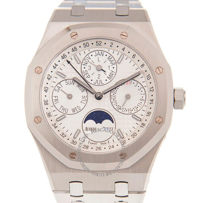 Relógio Royal Oak Prepetual Calendar Mostrador prateado Automático 41 mm - Mercado de Luxo - O Maior E-Commerce de Bens, Produtos e Serviços de Luxo do Brasil.