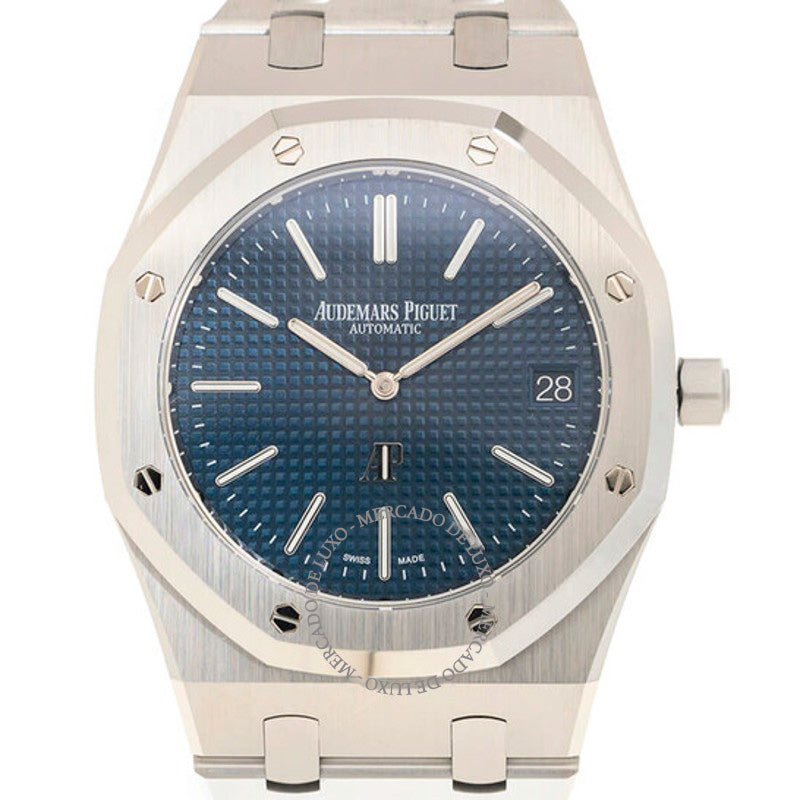 Relógio Royal Oak Jumbo Extra Fino Automático Mostrador Azul 39 mm - Mercado de Luxo - O Maior E-Commerce de Bens, Produtos e Serviços de Luxo do Brasil.