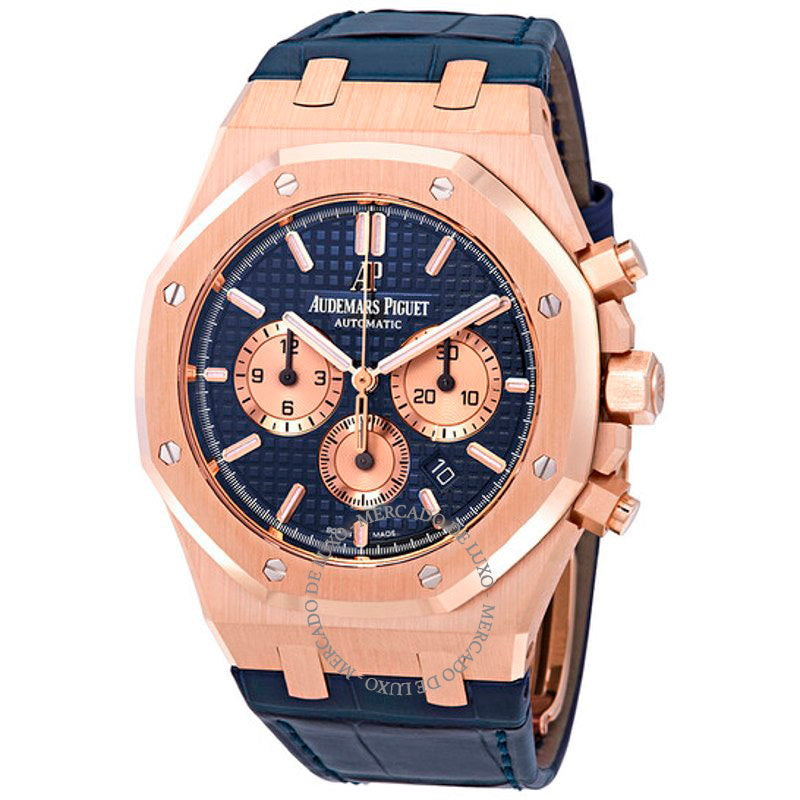 Relógio  Mostrador azul em couro ouro rosa 18K  - Mercado de Luxo - O Maior E-Commerce de Bens, Produtos e Serviços de Luxo do Brasil.
