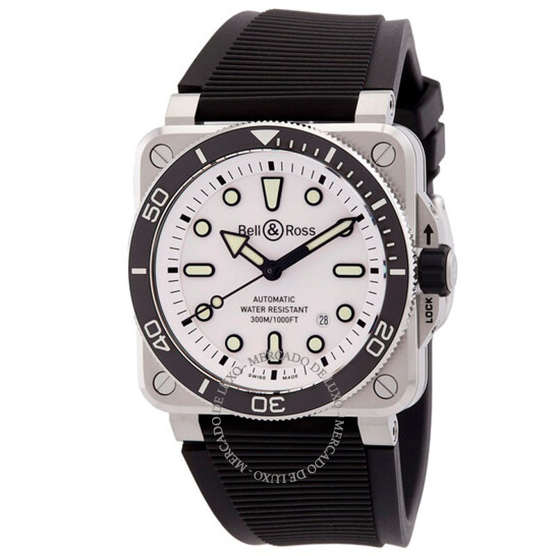 Relógio BR-03 Diver Automático Mostrador Branco 42 mm - Mercado de Luxo - O Maior E-Commerce de Bens, Produtos e Serviços de Luxo do Brasil.